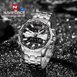 Naviforce 9234 High Quality Stainless Steel Dual Movement Sport Fashion Men Watch – Dial Color: Silver, Strap Color: Silver – Thumbnail 4