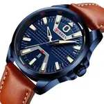  Curren 8379 Genuine Leather Strap Quartz Comfortable Men's Watch  – Dial Color: Blue, Strap Color:  Brown  – Thumbnail 2