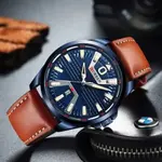  Curren 8379 Genuine Leather Strap Quartz Comfortable Men's Watch  – Dial Color: Blue, Strap Color:  Brown  – Thumbnail 3