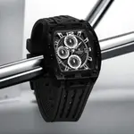 Naviforce NF7105 Comfortable Silicone Strap Multifunctional Chronograph Sports Men's Watch – Dial Color: Black, Strap Color: Black – Thumbnail 4
