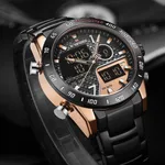 Naviforce 9171 CH Dual Display Quartz Analog Digital Men's Watch – Dial Color: Rose, Strap Color: Black – Thumbnail 4