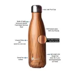 500m Stainless Steel Insulated Cola Shaped Wood Grain Printing Water Bottle – Thumbnail 5
