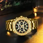 Nibosi 2505 High Quality Stainless Steel Fashionable Men's Watch – Dial Color: Gold, Strap Color: Gold – Thumbnail 3