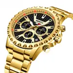 Nibosi 2505 High Quality Stainless Steel Fashionable Men's Watch – Dial Color: Gold, Strap Color: Gold – Thumbnail 2