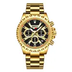 Nibosi 2505 High Quality Stainless Steel Fashionable Men's Watch – Dial Color: Gold, Strap Color: Gold – Thumbnail 1