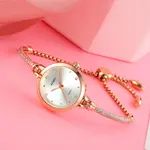 SKMEI 1805 Premium Bracelet Style Stainless Steel Women's Watch – Dial Color: White, Strap Color: Gold  – Thumbnail 2