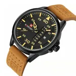 NAVIFORCE NF9074 Luxury Military Quartz Sports Men's Watch – Dial Color: Yellow, Strap Color:  Brown  – Thumbnail 2