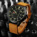 NAVIFORCE NF9074 Luxury Military Quartz Sports Men's Watch – Dial Color: Yellow, Strap Color:  Brown  – Thumbnail 3