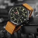 NAVIFORCE NF9074 Luxury Military Quartz Sports Men's Watch – Dial Color: Yellow, Strap Color:  Brown  – Thumbnail 4