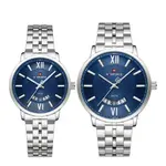 NAVIFORCE NF9238 Modern & Stylish Stainless Steel strap Calendar Analog Couple Watch – Dial Color: Blue, Strap Color: Silver – Thumbnail 1