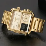 SKMEI 1584 Quartz Digital Luxury Business Wrist Men's Watch – Dial Color: Gold, Strap Color: Gold  – Thumbnail 3