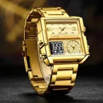 SKMEI 1584 Quartz Digital Luxury Business Wrist Men's Watch – Dial Color: Gold, Strap Color: Gold  – Thumbnail 4