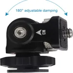 Hot Shoe Adjustable Monitor Holder Camera Pan 360 Degree with Cold Shoe Mount – Thumbnail 4
