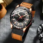Curren 8374 Comfortable Genuine Leather Strap Casual Men's Watch – Dial Color: Brown, Strap Color:  Brown  – Thumbnail 4