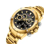 NAVIFORCE NF9217 Military Quartz Stainless Steel Men's Watch – Dial Color: Black, Strap Color: Gold  – Thumbnail 2