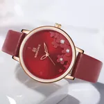 NAVIFORCE NF5012 PU Leather Analog Women's Watch – Dial Color: Red, Strap Color: Red – Thumbnail 3