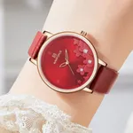 NAVIFORCE NF5012 PU Leather Analog Women's Watch – Dial Color: Red, Strap Color: Red – Thumbnail 4