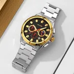 SKMEI 9355 Waterproof Business Luxury Brand Fashion Men's Watch – Dial Color: Gold, Strap Color: Silver – Thumbnail 3