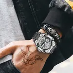 LIGE 8922 Premium Dual Time Silicon Strap Men's Fashion Watch – Dial Color: Silver, Strap Color: Black – Thumbnail 3