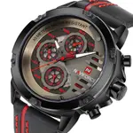 Naviforce NF9110L Genuine Leather Strap Six Hands Quartz Classic Men's Watch – Dial Color: Red, Strap Color: White – Thumbnail 2