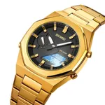 Skmei 1816 Fashion World Quartz Men's Watch – Dial Color: Black, Strap Color: Gold  – Thumbnail 2