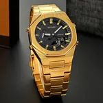 Skmei 1816 Fashion World Quartz Men's Watch – Dial Color: Black, Strap Color: Gold  – Thumbnail 4