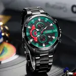 Curren 8402 Luxury Stainless Steel & Chronograph Men's Watch – Dial Color: Green, Strap Color: Black – Thumbnail 4