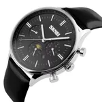 Skmei 9117 Genuine Leather Strap Classic Quartz Men's Watch – Dial Color: Black, Strap Color: Black – Thumbnail 2