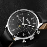 Skmei 9117 Genuine Leather Strap Classic Quartz Men's Watch – Dial Color: Black, Strap Color: Black – Thumbnail 3