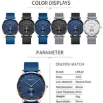 CRRJU 2163 Minimalist Stainless Steel Multifunctional Analog Quartz Men's Watch – Dial Color: White, Strap Color: Silver – Thumbnail 5
