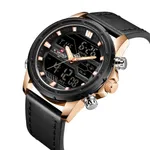 NAVIFORCE NF9138L PU Leather Dual Time Wrist Men's Watch – Dial Color: Rose, Strap Color: Black – Thumbnail 2