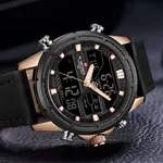 NAVIFORCE NF9138L PU Leather Dual Time Wrist Men's Watch – Dial Color: Rose, Strap Color: Black – Thumbnail 4