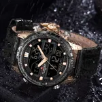 NAVIFORCE NF9138L PU Leather Dual Time Wrist Men's Watch – Dial Color: Rose, Strap Color: Black – Thumbnail 5