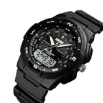SKMEI 1454 Dual Time WaterProof Silicon Outdoor Sporty Men's Watch – Dial Color: Black, Strap Color: Black – Thumbnail 2