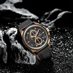 Naviforce 8075 Luxury Genuine Leather Straps Chronograph Sports Men's Watch – Dial Color: Brown, Strap Color:  Brown  – Thumbnail 2
