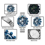 NAVIFORCE NF8042 Multi-function Luminous Men’s Watch – Dial Color: Blue, Strap Color: Silver – Thumbnail 3