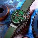 Curren 8393 High Quality Genuine Leather Straps Chronograph Men's Watch – Dial Color: Green, Strap Color: Green  – Thumbnail 5