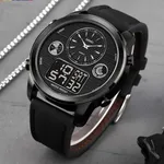 Skmei 1653 Digital Water Resistant Leather Analog Quartz Men's Watch – Dial Color: Black, Strap Color: Black – Thumbnail 3