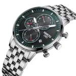 Nibosi 2531 Luxury Stainless Steel Waterproof Men's Watch – Dial Color: Black, Strap Color: Silver – Thumbnail 2