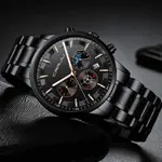 CRRJU 2260 High Quality Stainless Steel Multifunctional Quartz Classic Men's Watch – Dial Color: Rose Gold, Strap Color: Black – Thumbnail 2