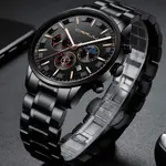 CRRJU 2260 High Quality Stainless Steel Multifunctional Quartz Classic Men's Watch – Dial Color: Rose Gold, Strap Color: Black – Thumbnail 3