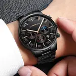 CRRJU 2260 High Quality Stainless Steel Multifunctional Quartz Classic Men's Watch – Dial Color: Rose Gold, Strap Color: Black – Thumbnail 4