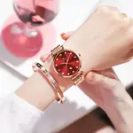 OLEVS 5866 Luxury Stainless Steel Rose Gold Flash Diamond Series Waterproof Women's Wristwatch – Dial Color: Red, Strap Color: Rose Gold – Thumbnail 2