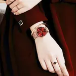 OLEVS 5866 Luxury Stainless Steel Rose Gold Flash Diamond Series Waterproof Women's Wristwatch – Dial Color: Red, Strap Color: Rose Gold – Thumbnail 4