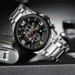 Nibosi 2336 Luxury Stainless Steel Strap Casual Men's Watch – Dial Color: Black, Strap Color: Silver – Thumbnail 5