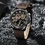 NAVIFORCE 9224 Chronograph Leather Men’s Watch – Dial Color: Black, Strap Color: Rose – Thumbnail 2