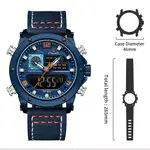 Naviforce NF9236 Military Style Comfortable Leather Strap Dual Movement Sports Men’s Watch – Dial Color: Orange, Strap Color: Blue – Thumbnail 3