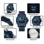 Naviforce NF9236 Military Style Comfortable Leather Strap Dual Movement Sports Men’s Watch – Dial Color: Orange, Strap Color: Blue – Thumbnail 4