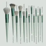 Maange 52022 13pcs Green Makeup Brushes Set With Bag – Thumbnail 3