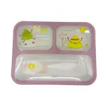 3-Compartment Leak-Proof Plastic Lunch Box – Color: Pink – Thumbnail 2